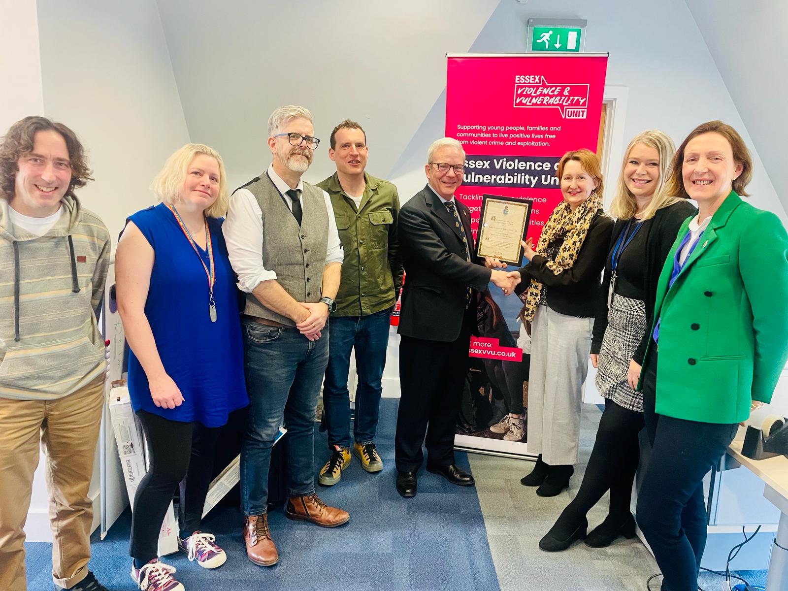 VVU awarded High Sheriff certificate - Essex Violence and Vulnerability ...
